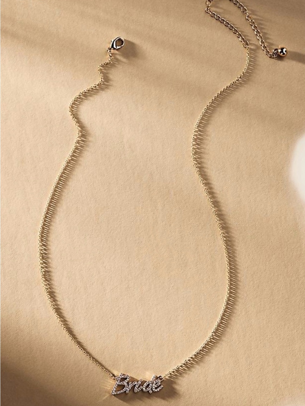 Anthropologie Bride Script Pavé Necklace in Gold